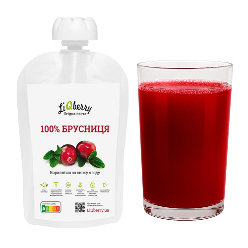 Купить Ягодный морс для бани. Паста LiQberry Брусника, 100 г. Подарки для бани и сауны, веники. Мобильные бани-палатки, печки. Магазин Моби баня
