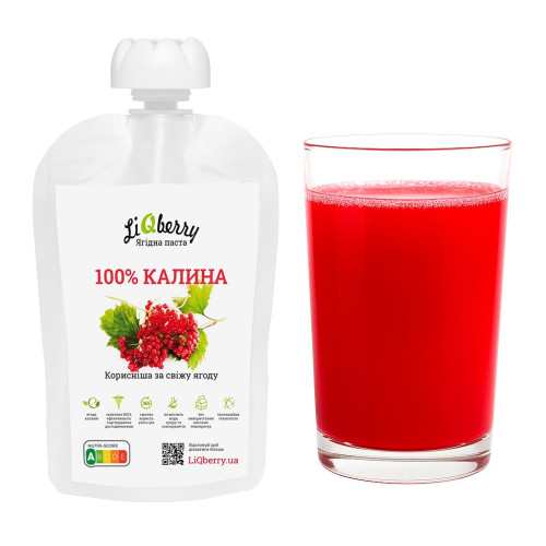 Купить Ягодный морс для бани. Паста LiQberry Калина, 100 г. Подарки для бани и сауны, веники. Мобильные бани-палатки, печки. Магазин Моби баня
