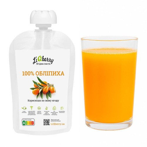 Купить Ягодный морс для бани. Паста LiQberry Облепиха, 100 г. Подарки для бани и сауны, веники. Мобильные бани-палатки, печки. Магазин Моби баня