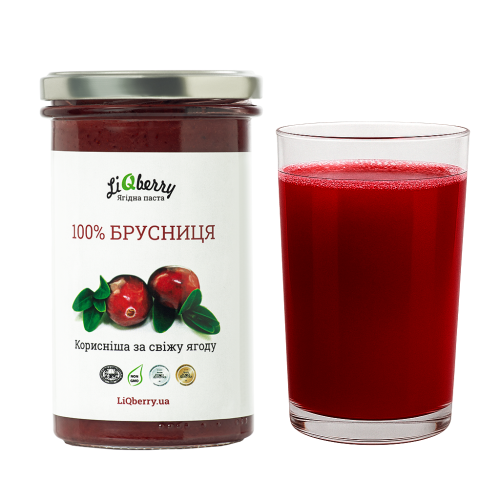 Купить Ягодный морс для бани. Паста LiQberry Брусника, 0,545 л. Подарки для бани и сауны, веники. Мобильные бани-палатки, печки. Магазин Моби баня